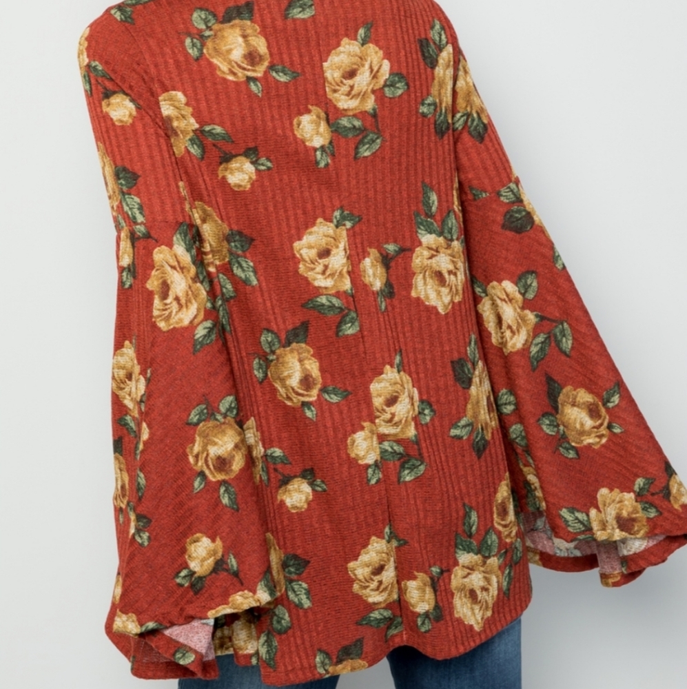 🆕️ Rust Floral Print Sweater - Picture 4 of 12